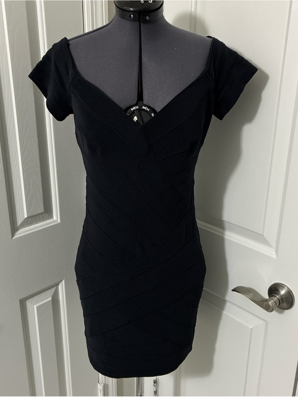 Vintage Tadashi black bodycon little black mini dress